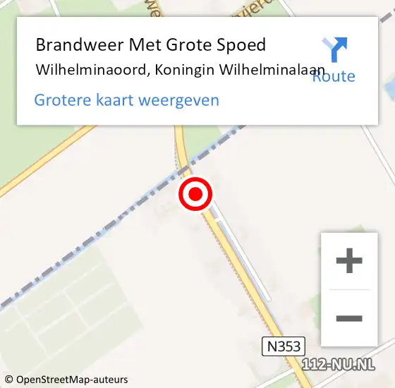 Locatie op kaart van de 112 melding: Brandweer Met Grote Spoed Naar Wilhelminaoord, Koningin Wilhelminalaan op 1 juli 2014 13:26