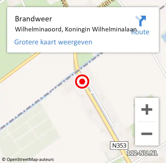 Locatie op kaart van de 112 melding: Brandweer Wilhelminaoord, Koningin Wilhelminalaan op 1 juli 2014 13:28