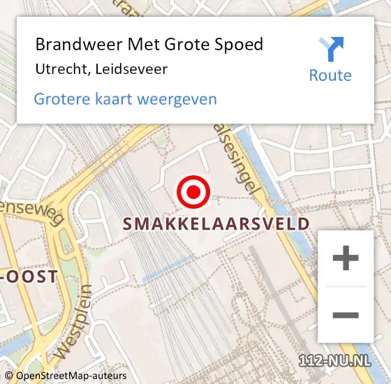 Locatie op kaart van de 112 melding: Brandweer Met Grote Spoed Naar Utrecht, Leidseveer op 6 december 2021 08:35