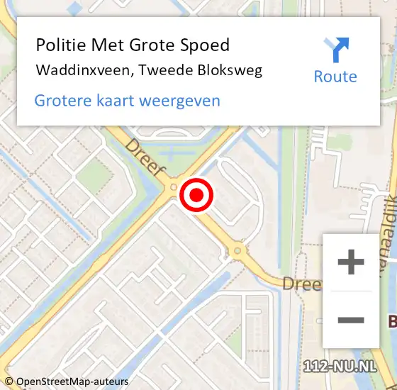 Locatie op kaart van de 112 melding: Politie Met Grote Spoed Naar Waddinxveen, Tweede Bloksweg op 6 december 2021 08:38