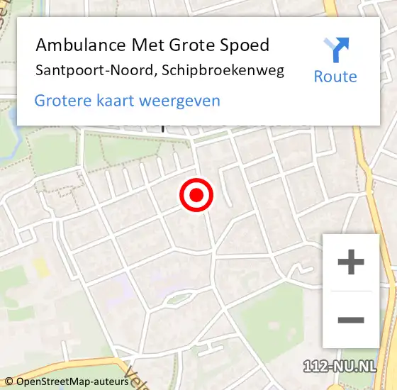 Locatie op kaart van de 112 melding: Ambulance Met Grote Spoed Naar Santpoort-Noord, Schipbroekenweg op 6 december 2021 08:38