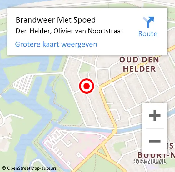 Locatie op kaart van de 112 melding: Brandweer Met Spoed Naar Den Helder, Olivier van Noortstraat op 6 december 2021 08:47