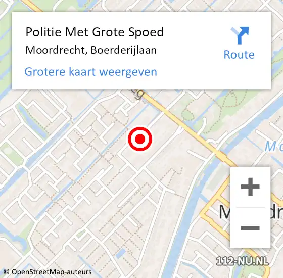 Locatie op kaart van de 112 melding: Politie Met Grote Spoed Naar Moordrecht, Boerderijlaan op 6 december 2021 08:47