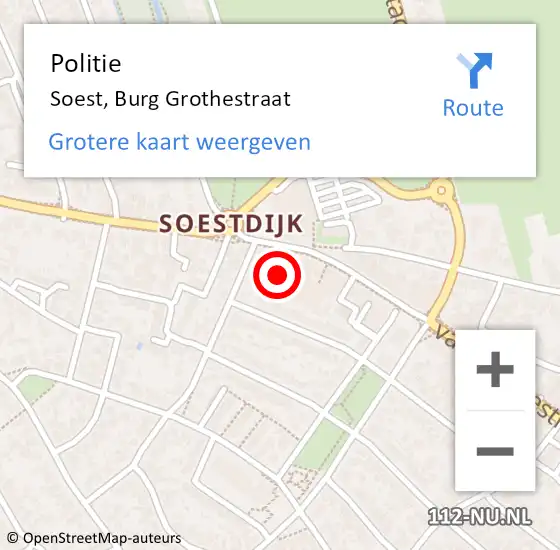 Locatie op kaart van de 112 melding: Politie Soest, Burg Grothestraat op 6 december 2021 08:51