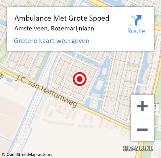 Locatie op kaart van de 112 melding: Ambulance Met Grote Spoed Naar Amstelveen, Rozemarijnlaan op 6 december 2021 09:00