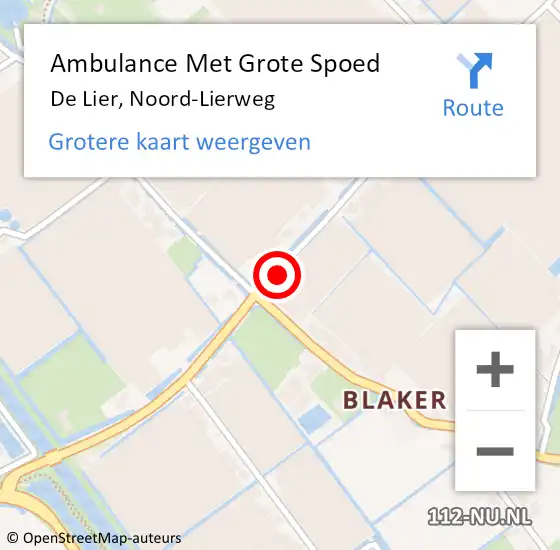 Locatie op kaart van de 112 melding: Ambulance Met Grote Spoed Naar De Lier, Noord-Lierweg op 6 december 2021 09:10