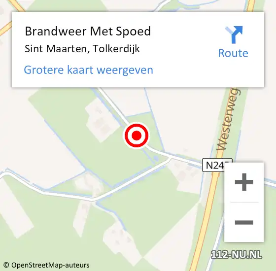 Locatie op kaart van de 112 melding: Brandweer Met Spoed Naar Sint Maarten, Tolkerdijk op 6 december 2021 09:10