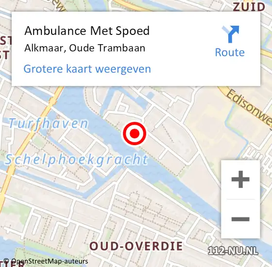 Locatie op kaart van de 112 melding: Ambulance Met Spoed Naar Alkmaar, Oude Trambaan op 6 december 2021 09:30