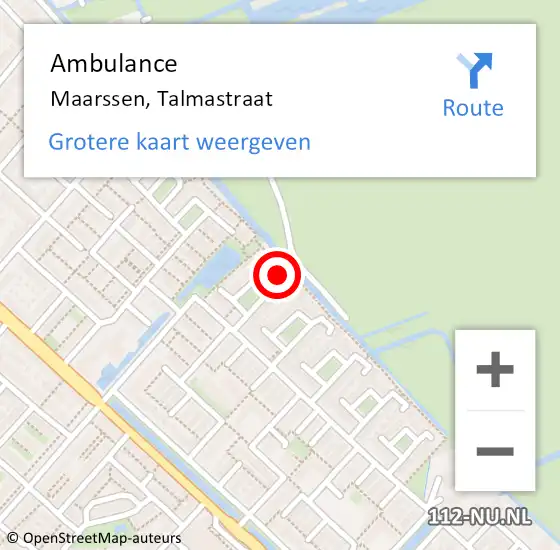 Locatie op kaart van de 112 melding: Ambulance Maarssen, Talmastraat op 1 juli 2014 13:37