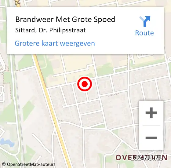 Locatie op kaart van de 112 melding: Brandweer Met Grote Spoed Naar Sittard, Dr. Philipsstraat op 6 december 2021 09:49