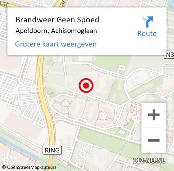 Locatie op kaart van de 112 melding: Brandweer Geen Spoed Naar Apeldoorn, Achisomoglaan op 6 december 2021 10:08