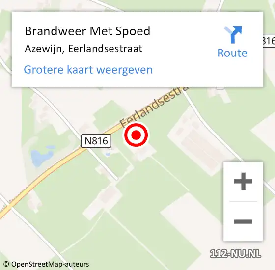 Locatie op kaart van de 112 melding: Brandweer Met Spoed Naar Azewijn, Eerlandsestraat op 6 december 2021 10:17