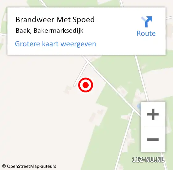 Locatie op kaart van de 112 melding: Brandweer Met Spoed Naar Baak, Bakermarksedijk op 6 december 2021 10:17