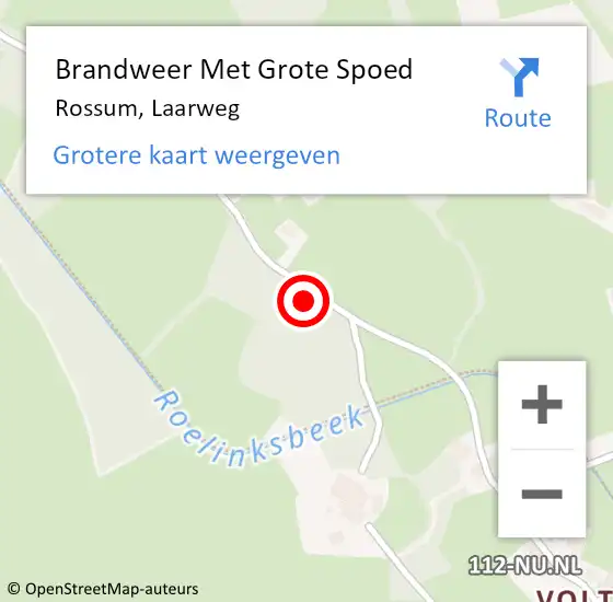 Locatie op kaart van de 112 melding: Brandweer Met Grote Spoed Naar Rossum, Laarweg op 6 december 2021 10:18
