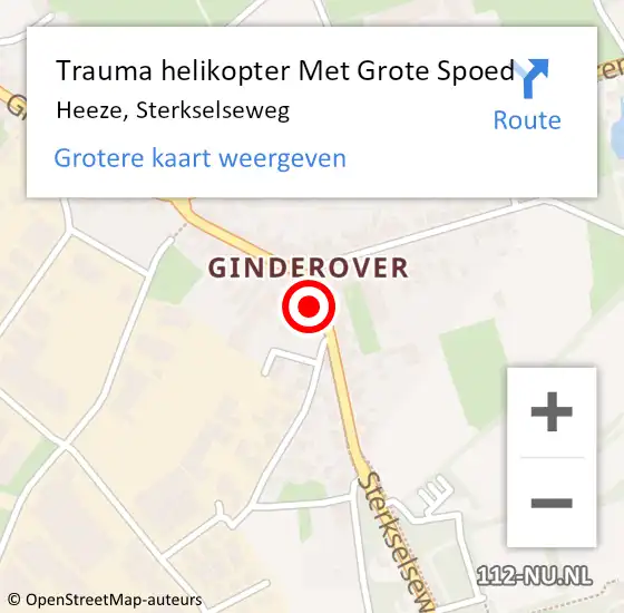 Locatie op kaart van de 112 melding: Trauma helikopter Met Grote Spoed Naar Heeze, Sterkselseweg op 6 december 2021 10:36