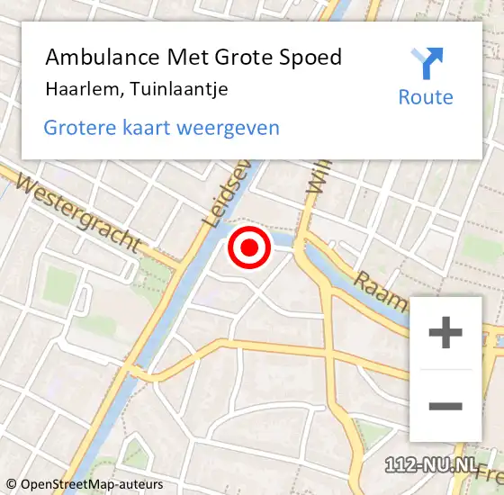 Locatie op kaart van de 112 melding: Ambulance Met Grote Spoed Naar Haarlem, Tuinlaantje op 6 december 2021 10:41