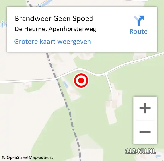 Locatie op kaart van de 112 melding: Brandweer Geen Spoed Naar De Heurne, Apenhorsterweg op 6 december 2021 10:45