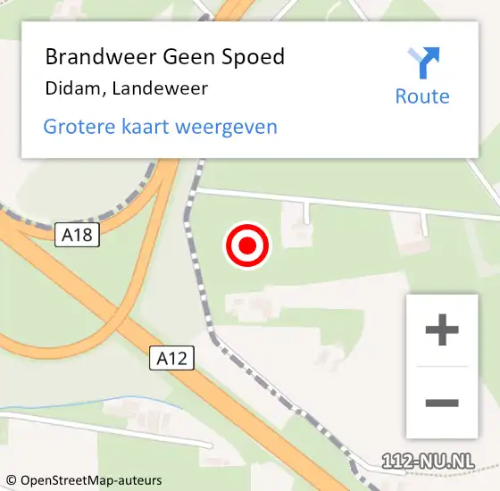 Locatie op kaart van de 112 melding: Brandweer Geen Spoed Naar Didam, Landeweer op 6 december 2021 10:54