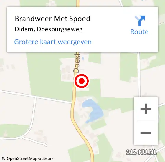 Locatie op kaart van de 112 melding: Brandweer Met Spoed Naar Didam, Doesburgseweg op 6 december 2021 10:57