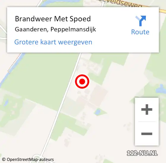 Locatie op kaart van de 112 melding: Brandweer Met Spoed Naar Gaanderen, Peppelmansdijk op 6 december 2021 10:57