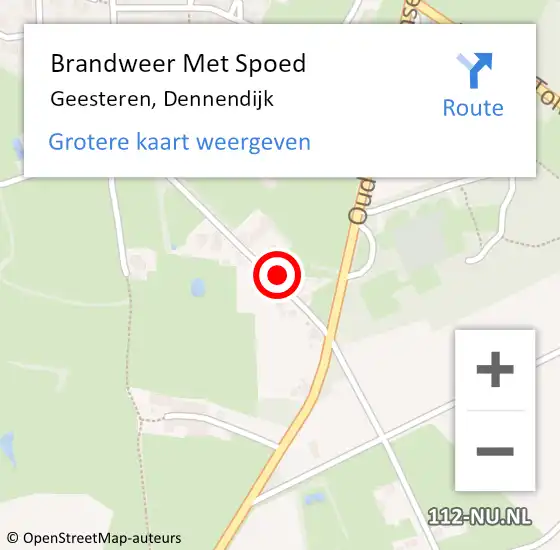 Locatie op kaart van de 112 melding: Brandweer Met Spoed Naar Geesteren, Dennendijk op 6 december 2021 10:59