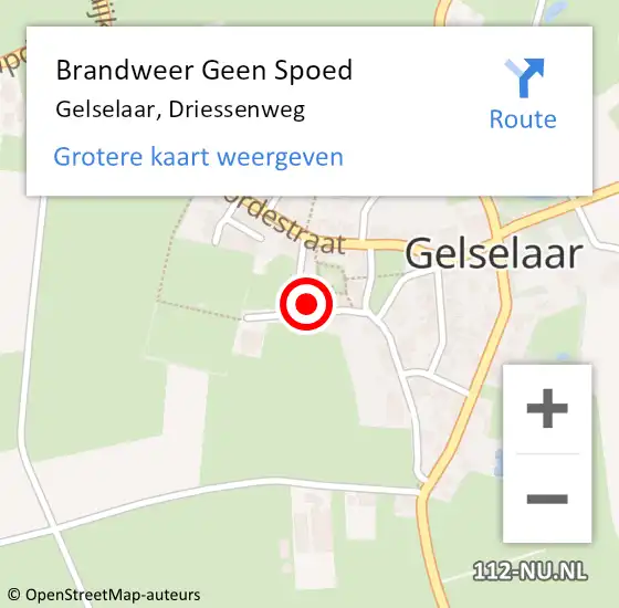 Locatie op kaart van de 112 melding: Brandweer Geen Spoed Naar Gelselaar, Driessenweg op 6 december 2021 11:00