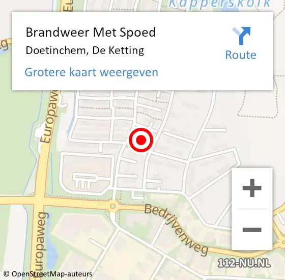 Locatie op kaart van de 112 melding: Brandweer Met Spoed Naar Doetinchem, De Ketting op 6 december 2021 11:07