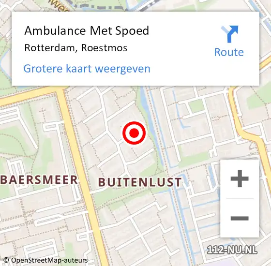 Locatie op kaart van de 112 melding: Ambulance Met Spoed Naar Rotterdam, Roestmos op 6 december 2021 11:10