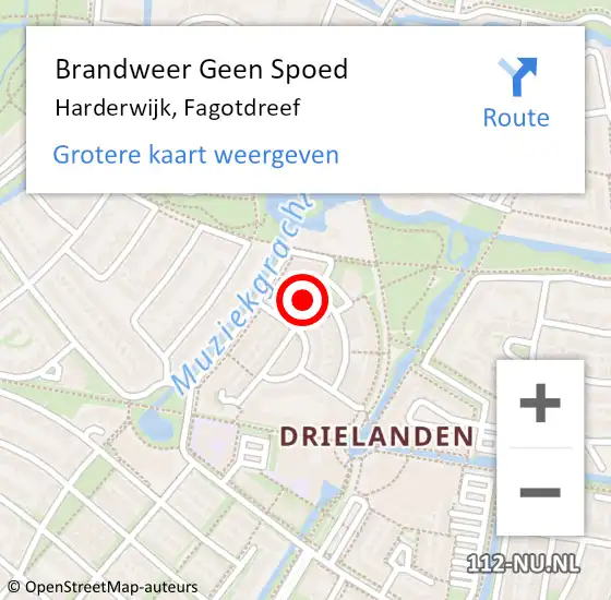 Locatie op kaart van de 112 melding: Brandweer Geen Spoed Naar Harderwijk, Fagotdreef op 6 december 2021 11:12