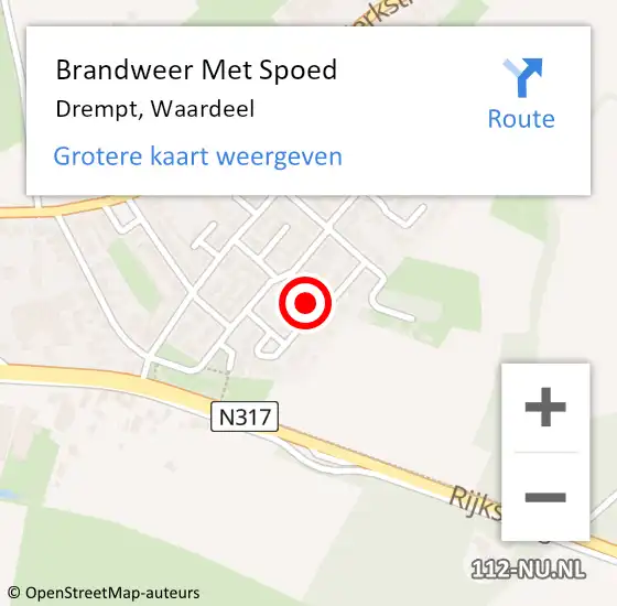 Locatie op kaart van de 112 melding: Brandweer Met Spoed Naar Drempt, Waardeel op 6 december 2021 11:14