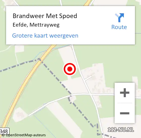 Locatie op kaart van de 112 melding: Brandweer Met Spoed Naar Eefde, Mettrayweg op 6 december 2021 11:15