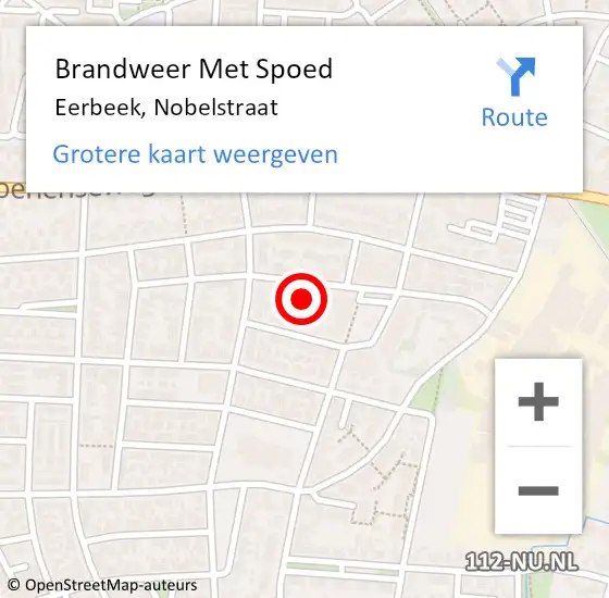 Locatie op kaart van de 112 melding: Brandweer Met Spoed Naar Eerbeek, Nobelstraat op 6 december 2021 11:16