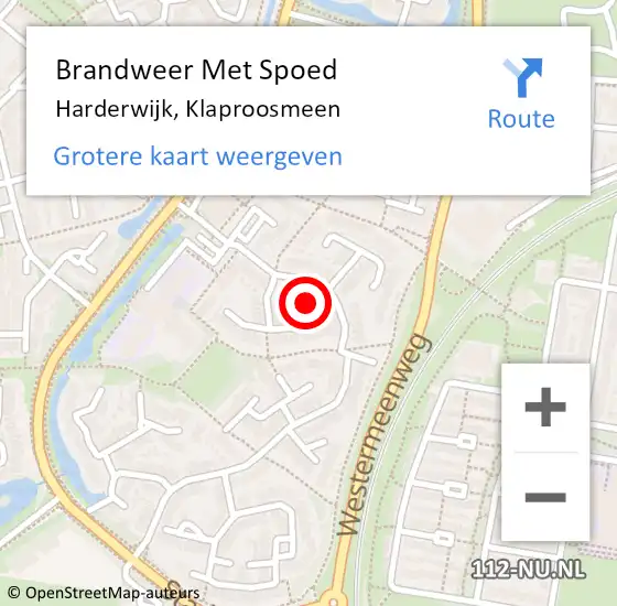 Locatie op kaart van de 112 melding: Brandweer Met Spoed Naar Harderwijk, Klaproosmeen op 6 december 2021 11:17