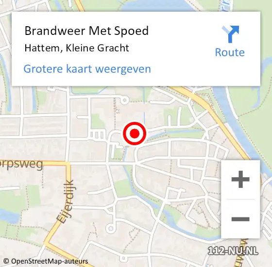 Locatie op kaart van de 112 melding: Brandweer Met Spoed Naar Hattem, Kleine Gracht op 6 december 2021 11:23