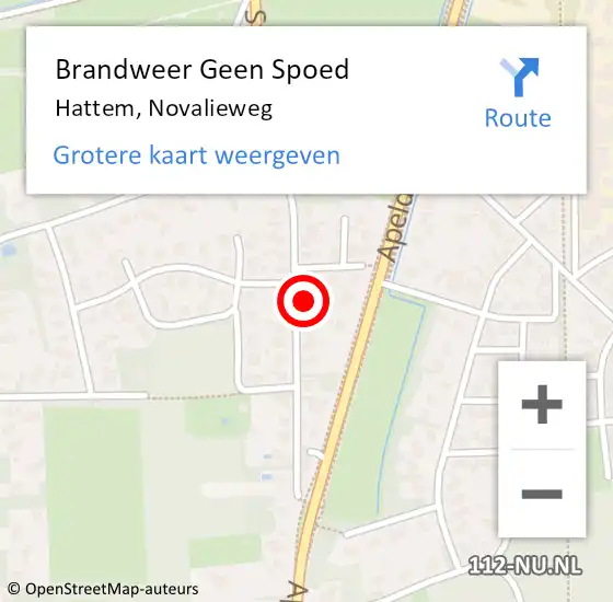 Locatie op kaart van de 112 melding: Brandweer Geen Spoed Naar Hattem, Novalieweg op 6 december 2021 11:25