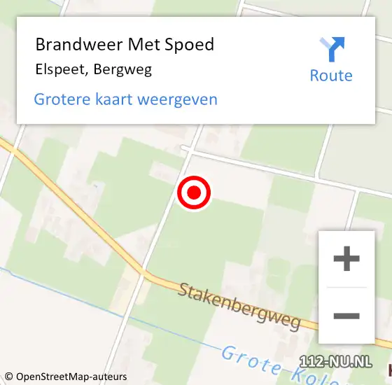 Locatie op kaart van de 112 melding: Brandweer Met Spoed Naar Elspeet, Bergweg op 6 december 2021 11:25