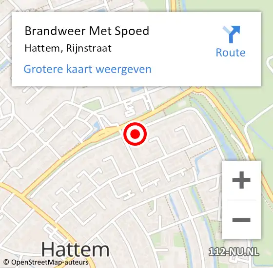 Locatie op kaart van de 112 melding: Brandweer Met Spoed Naar Hattem, Rijnstraat op 6 december 2021 11:27