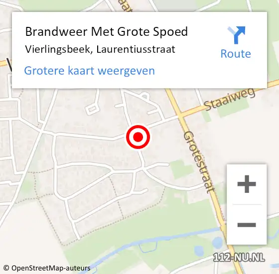 Locatie op kaart van de 112 melding: Brandweer Met Grote Spoed Naar Vierlingsbeek, Laurentiusstraat op 6 december 2021 11:28