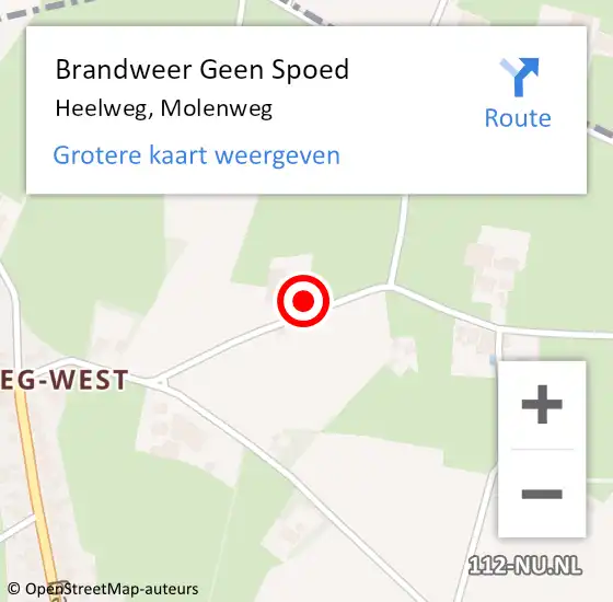 Locatie op kaart van de 112 melding: Brandweer Geen Spoed Naar Heelweg, Molenweg op 6 december 2021 11:32