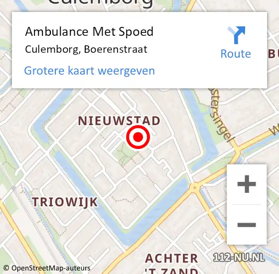 Locatie op kaart van de 112 melding: Ambulance Met Spoed Naar Culemborg, Boerenstraat op 6 december 2021 11:44