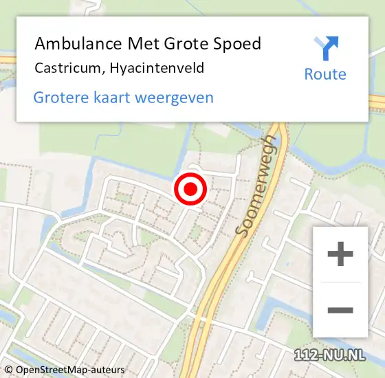 Locatie op kaart van de 112 melding: Ambulance Met Grote Spoed Naar Castricum, Hyacintenveld op 6 december 2021 11:47