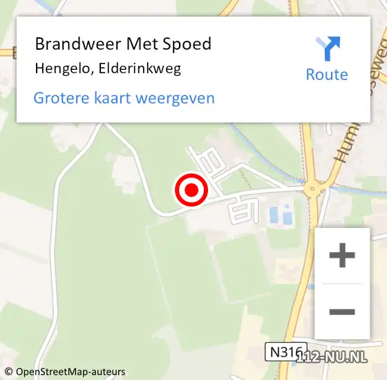 Locatie op kaart van de 112 melding: Brandweer Met Spoed Naar Hengelo, Elderinkweg op 6 december 2021 12:02