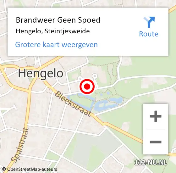 Locatie op kaart van de 112 melding: Brandweer Geen Spoed Naar Hengelo, Steintjesweide op 6 december 2021 12:03