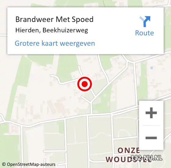 Locatie op kaart van de 112 melding: Brandweer Met Spoed Naar Hierden, Beekhuizerweg op 6 december 2021 12:08