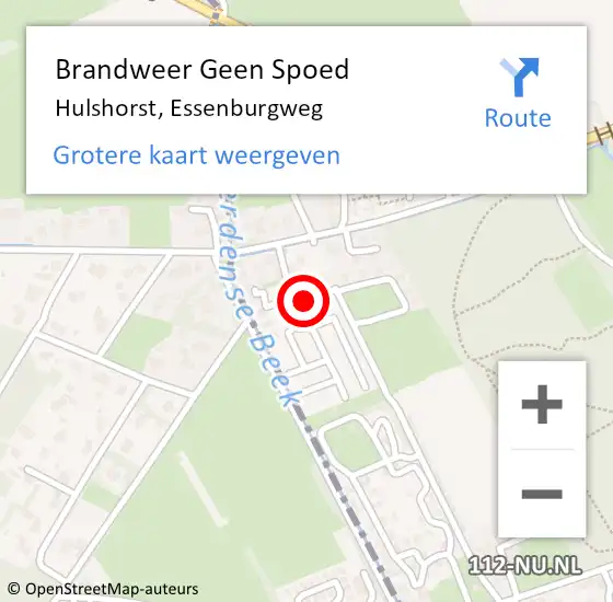 Locatie op kaart van de 112 melding: Brandweer Geen Spoed Naar Hulshorst, Essenburgweg op 6 december 2021 12:18