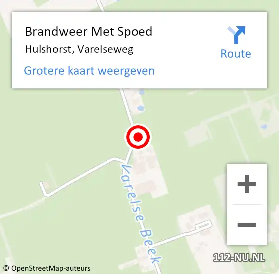 Locatie op kaart van de 112 melding: Brandweer Met Spoed Naar Hulshorst, Varelseweg op 6 december 2021 12:19