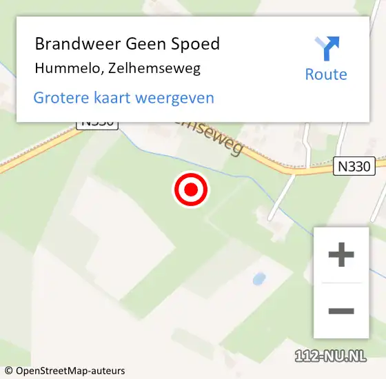 Locatie op kaart van de 112 melding: Brandweer Geen Spoed Naar Hummelo, Zelhemseweg op 6 december 2021 12:20
