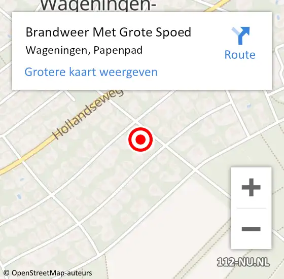 Locatie op kaart van de 112 melding: Brandweer Met Grote Spoed Naar Wageningen, Papenpad op 6 december 2021 12:24