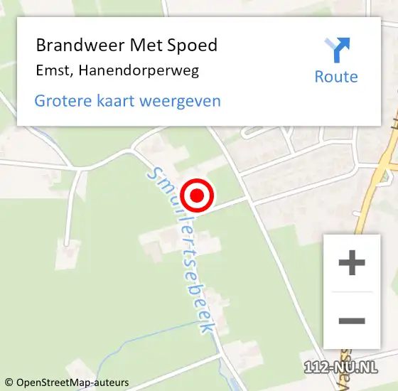 Locatie op kaart van de 112 melding: Brandweer Met Spoed Naar Emst, Hanendorperweg op 6 december 2021 12:27