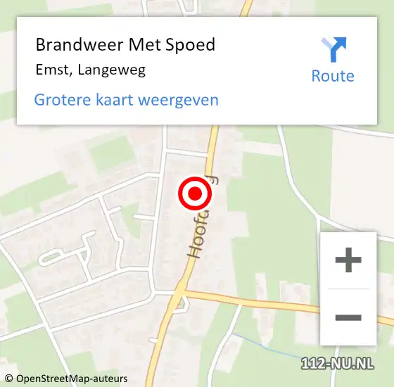 Locatie op kaart van de 112 melding: Brandweer Met Spoed Naar Emst, Hoofdweg op 6 december 2021 12:28